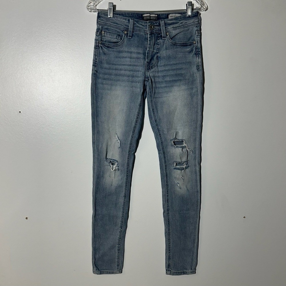 DEPART WEST Trouper Skinny Stretch Distressed Blue Denim‎ Jeans Men's Size 26X32